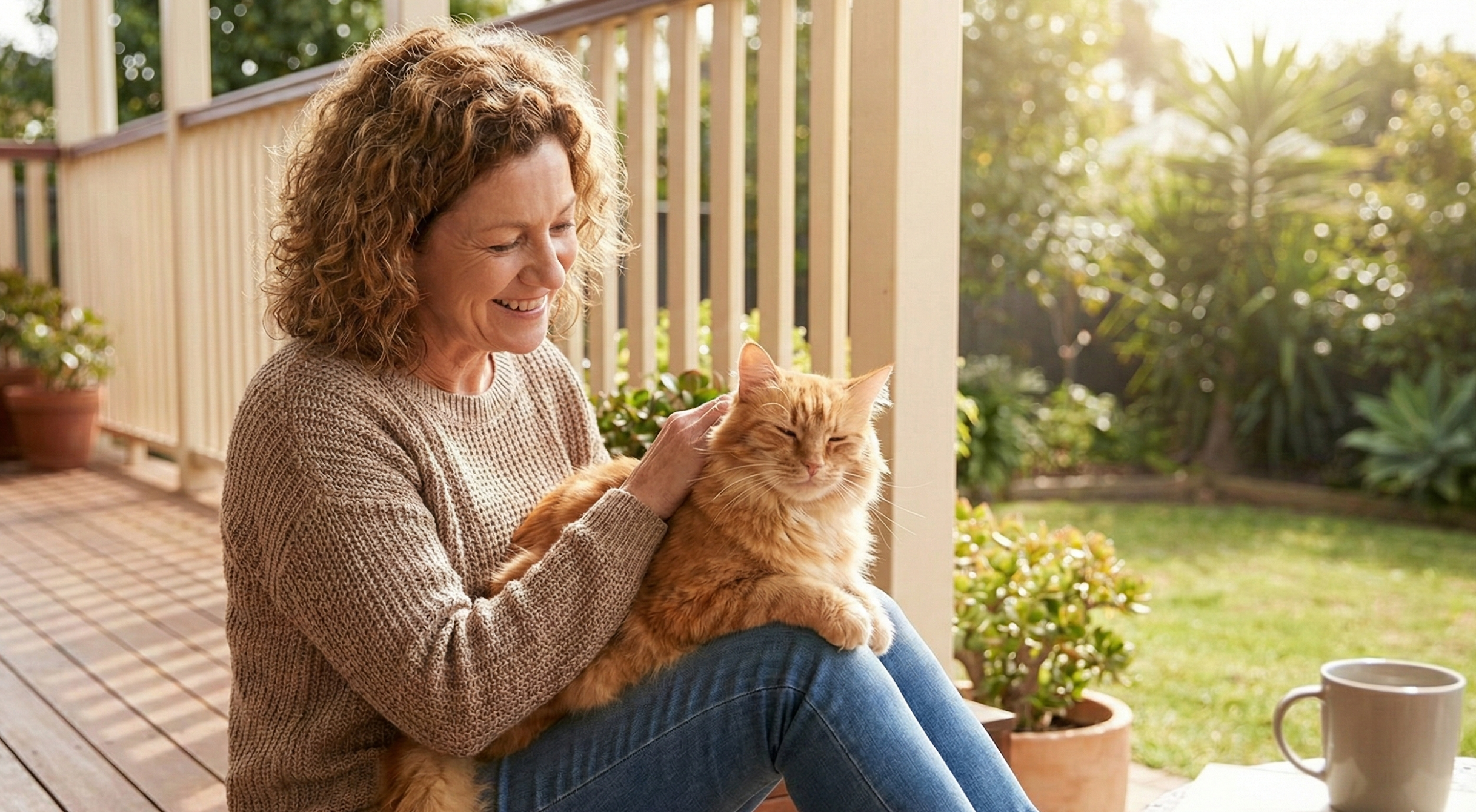 Homeowner with cat